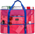 KABAQOO Mesh Beach Bag, Extra Large Beach Bags with 9 Pockets & Zipper Waterproof Lightweight Beach Tote for Beach/Pool Trip by KABAQOO