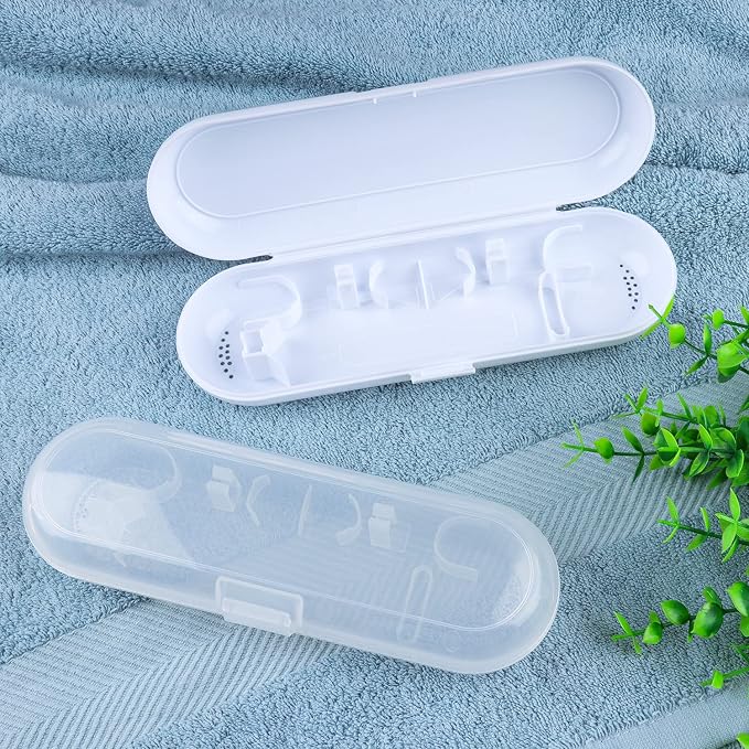 Fowecelt 2 Pack Electric Toothbrush Travel Case for Oral-B Pro and Other Electric Toothbrush, Portable Travel Toothbrush Holder (White & Clear) - Image 3