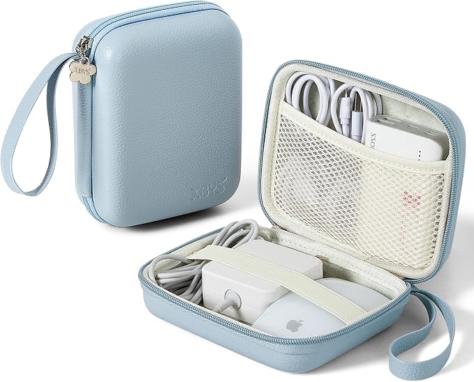 Charger Case for Macbook, Portable Tech Electronic Organizer Bag, Small Travel Storage Pouch for Laptop Accessories, MacBook Power Adapter, Charging Cords, USB Drives, Power Bank (Blue, L) by Linpr