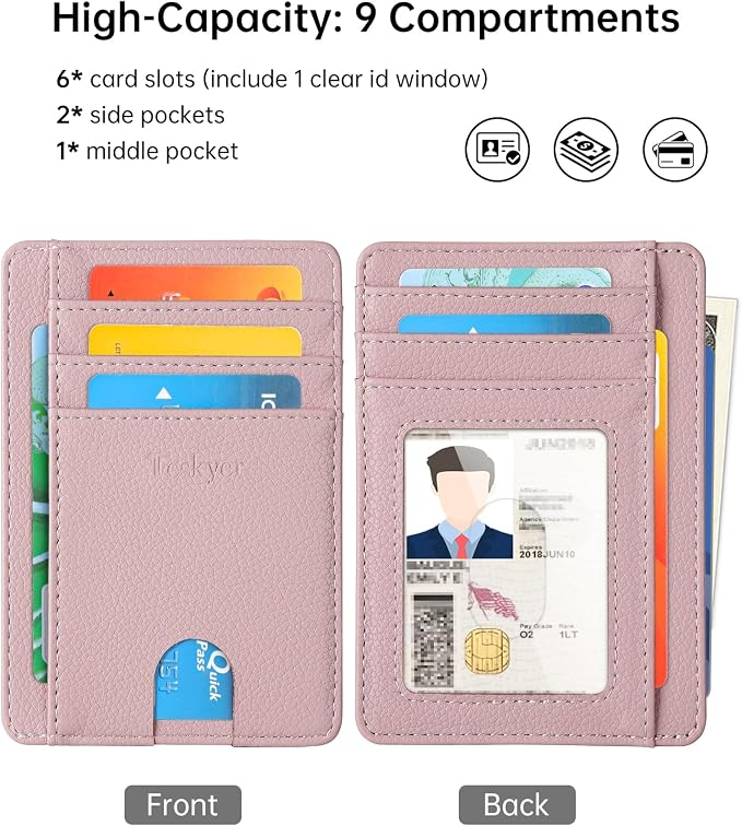 Teskyer Slim Minimalist Wallet for Men, RFID Front Pocket Card Holder | Ultra Slim Front Pocket Design, 8 Card Slots, RFID Protection, Smooth Faux Leather for Everyday Carry - Image 2