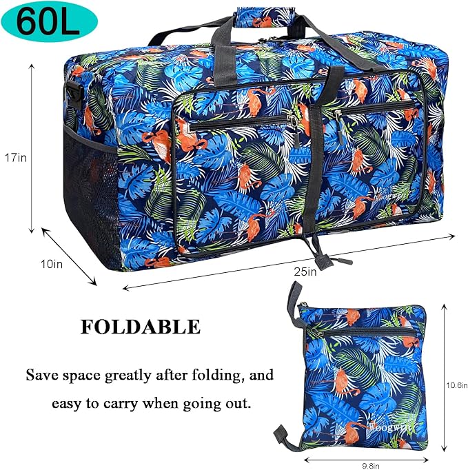 Woogwin Travel Duffel Bag Large Foldable Waterproof Overnight Bag for Beach Swim Bags Pool Sports Gym - Image 2
