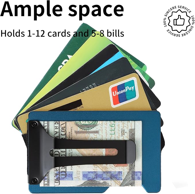 Slim Wallet for Men,RFID Blocking Minimalist Metal Wallet, Money Clip/Cash Holder, Front Pocket Aluminum Credit Card Holder, Ideal Gift for Men,Matte Blue - Image 2