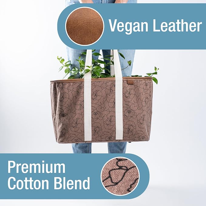 CleverMade Collapsible Tote LUXE, 30L Structured Tote Bag with Handles | Pack It All Without the Floppy-Bag Fight | Steel Rim Stays Open, Soft Grips Carry 30 lb, and Tote Folds to 1.5 Inches - Image 5