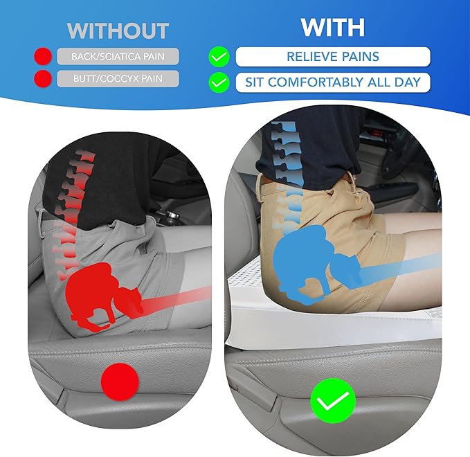 Lofty Aim Car Seat Cushion, Car Seat Pillow, Automotive Cushion | Memory Foam Car Seat Cushion for Long Driving, Butt Pillow for Pain Relief, Driver Seat Cushion for Car, Truck, Office, Gray - Image 3