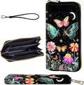 Wallet,Leather Long Wallet Suitable For Ladies And Teenagers - Detachable Wristband + RFID Travel Wallet With Card Slot - Butterfly Moon Flower by Unknown
