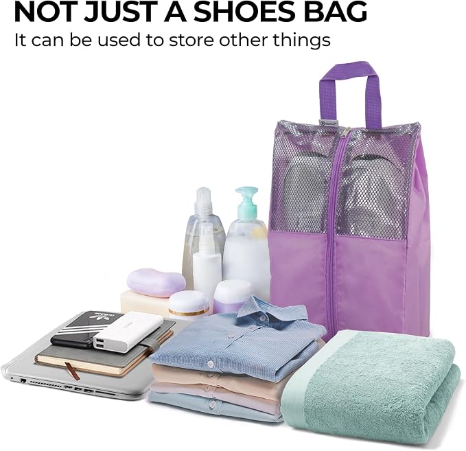 Shoe Bags For Travel, Used As For Storage or Shoe Travel Bag, Space Saving When Travelling With This Travel Shoe Bags For Packing, Waterproof Nylon Sneaker Bag. (Light Purple, 2 Pack, Medium) - Image 5