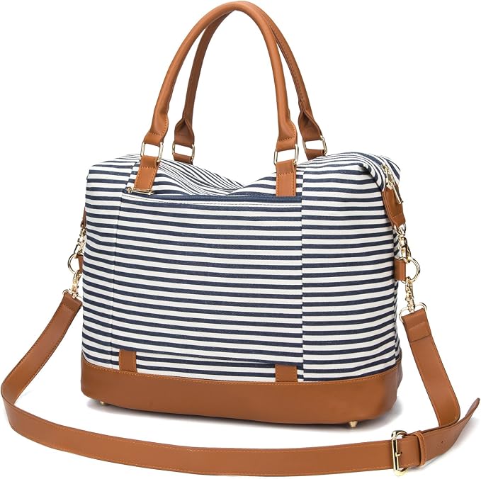 Bluboon Travel Tote Bags with Zipper Ladies Canvas Bag Weekender Overnight Bag for Women Carry on Duffel Bag Trolley Sleeve - Image 9