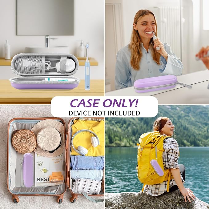 Toothbrush Travel Case for Oral B/Oral-B Pro 1000 1500 5000 7000 & Philips Sonicare 4100 1100 5300 5100 6100/iO Electric Toothbrush, Hard Protective Storage Bag (Light purple) - Image 5