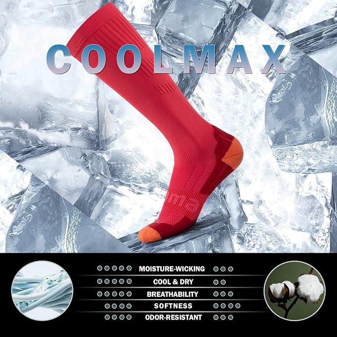 BRISIRA Coolmax Cooling Compression Socks for Women 2 Pairs Knee High 15-20 mmHg Arch Support for Nurse Pregnancy Flying | 2 Pair, Arch Support, Anti Blister, Breathable, Moisture Wicking, Cushioned, Flying, Nurses, Pregnancy, Travel - Image 3