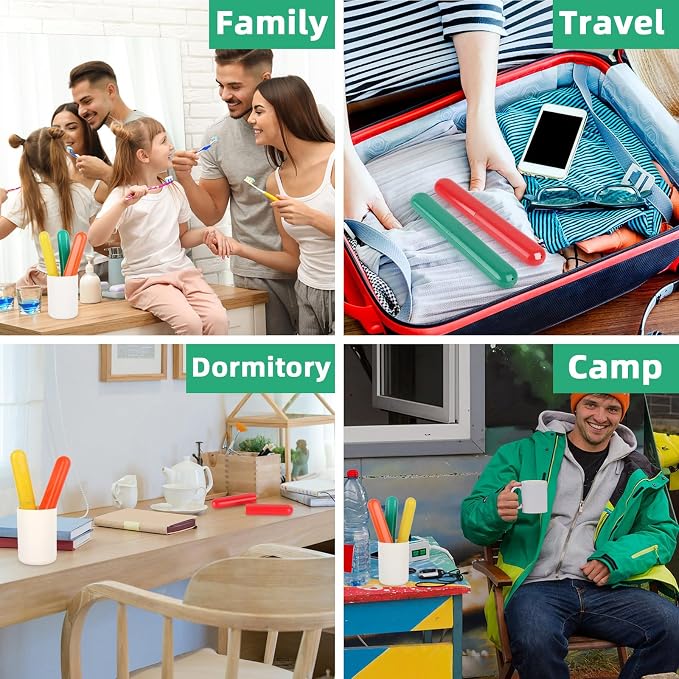 Hooqict 4 Pack Travel Toothbrush Case Portable Travel Toothbrush Holder Plastic Toothbrush Container Protector Cover for Traveling, Camping, Home, School, Business - Image 3