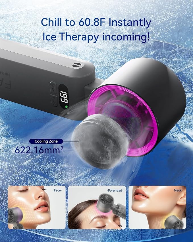 Handheld Portable Turbo Fan with Ice Cooler, Speed (1-199) 5500mAh Rechargeable Personal Fan,[20H Cooling Time] Mini Yet Powerful [20000 RPM] Pocket Fans for Travel/Outdoor/Home/Office, Black HotPink - Image 2