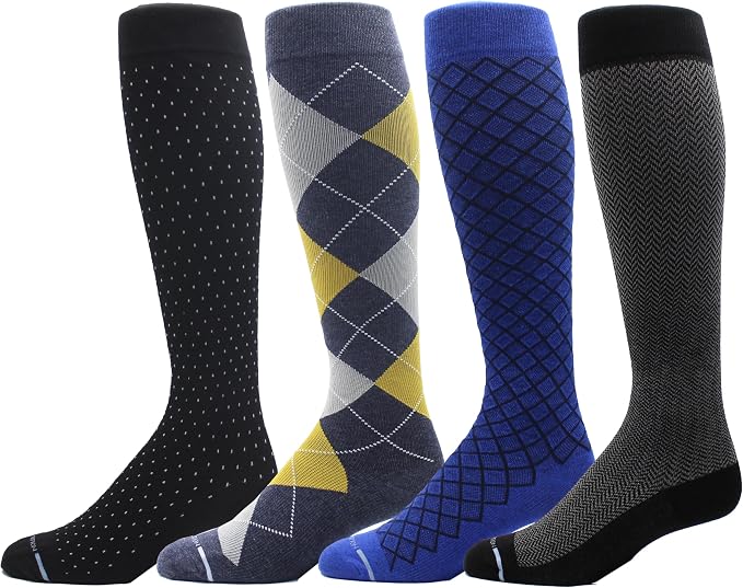 Dr. Motion 4 Pairs Men's Athletic Traveler Graduated Compression Knee High Socks by Dr.+Motion