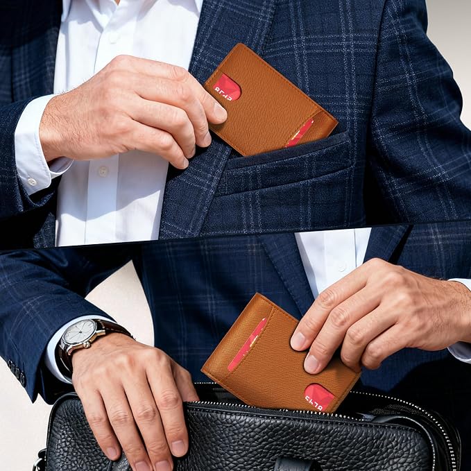 Tipmile Wallet for Men Slim RFID Blocking Credit Card Holder, Minimalist Men Wallets 12 Cards with 2 ID Windows & Cash Slot, Bifold Front Pocket Wallet Gifts for Men - Image 6