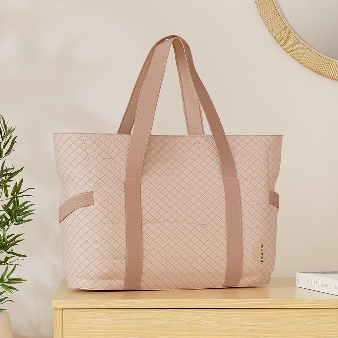 BAGSMART Crush Tote Bag for Women, 20L Puffer Work Tote with Zipper, Travel Essentials Quilted Nurse Hospital Bag - Image 2