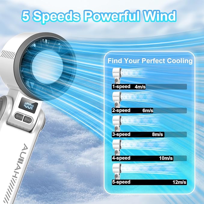 Portable Handheld Turbo Fan - [With Ice Cooling] 100 Speed Mini Personal Fan with Strong Airflow,Foldable 3 in 1 Rechargeable Hand Fans for Travel/Outdoor/Camping/Home/Office, White - Image 6