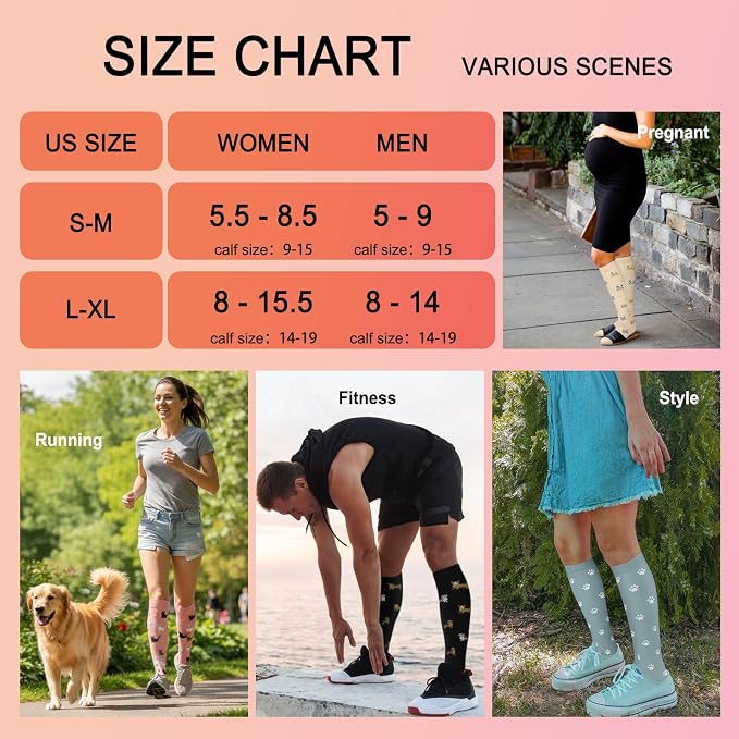 4 Pairs Compression Socks for Women Circulation-Best Support for Nurses,Running,Athletic,Travel - Image 6