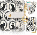 Jogjam Vintage Black Cats Rfid Women Wallet, Small Slim Credit Card Holder | PU Leather Bifold Cash Zipper Coin Pocket ID Window, for Female Ladies Teen Girls Girly Gifts by Jogjam