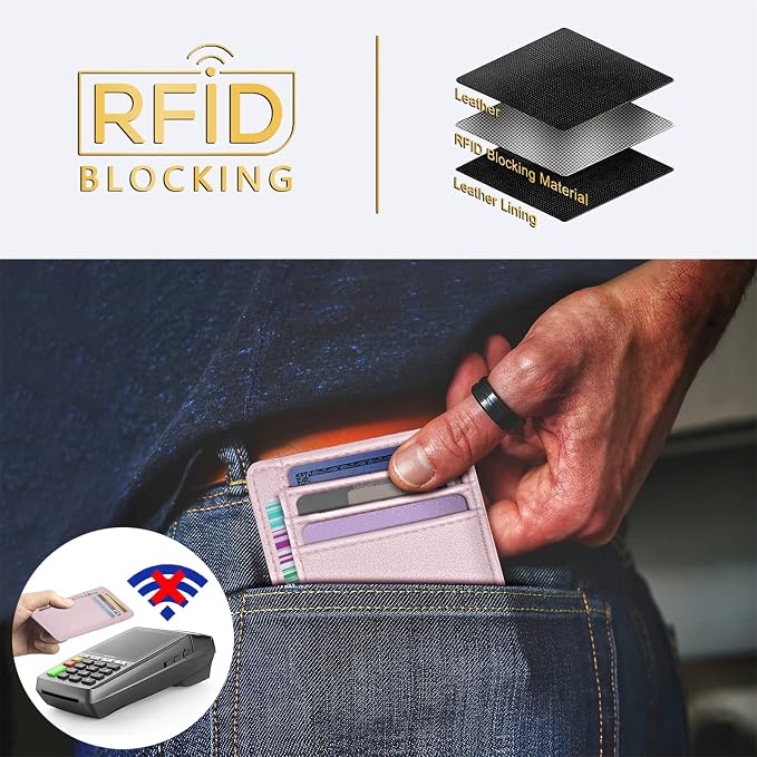 Travelambo Front Pocket Minimalist Leather Slim Wallet RFID Blocking Medium Size - Image 4