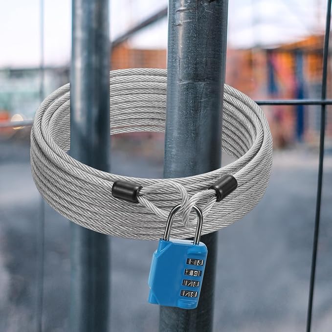 12 Pack Security Cable Luggage Lock with Loops 15 ft 3mm Braided Steel Coated Bike Cable Wire Double Loop Anti Theft Safety for U Lock, Padlock and Disc(Clear) - Image 5