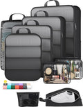 Veken 9/11 Set Compression Packing Cubes Garment Bags for Travel Essentials,Compressible Expandable Luggage Organizer Bags for Clothing,Space Saver Bags with Over 1000 pcs of Mesh Holes(Black) by Veken
