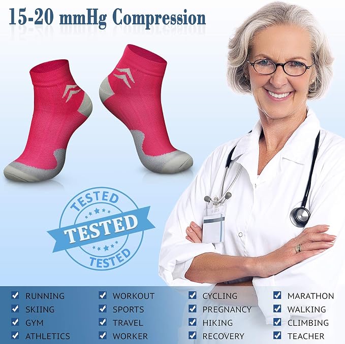 CHARMKING Compression Socks for Women & Men Circulation 15-20 mmHg is Best for Athletic Running Cycling Nurse Daily Wear - Image 5
