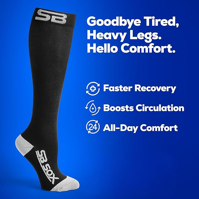 SB SOX Compression Socks for Men & Women (15-20mmHg) | Best Compression Socks for Flying, Medical, Sports, Wide Calf Fit, Pregnancy, and Daily Wear - Image 3