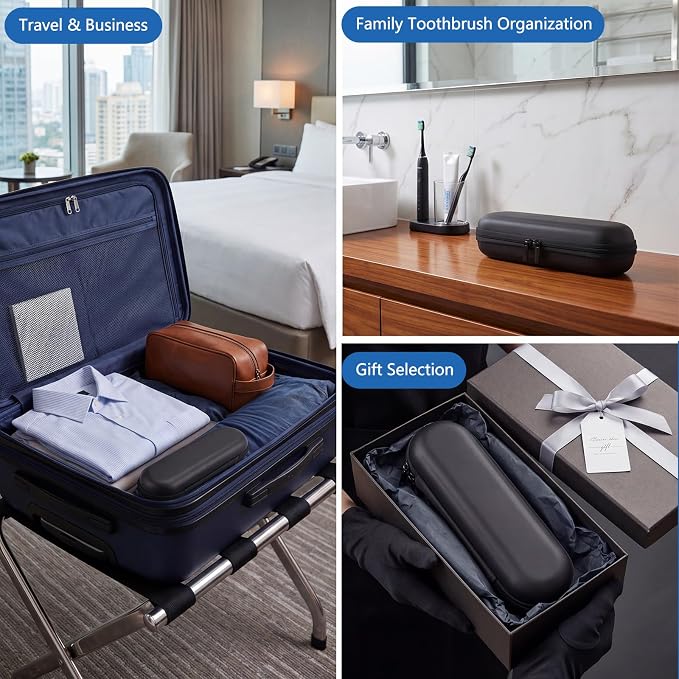 Electric Toothbrush Travel Case for Oral-B Pro/iO | Waterproof EVA Carrying Case with Mesh Pocket & Detachable Wrist Strap Toothbrush Case for Traveling(Black) - Image 7