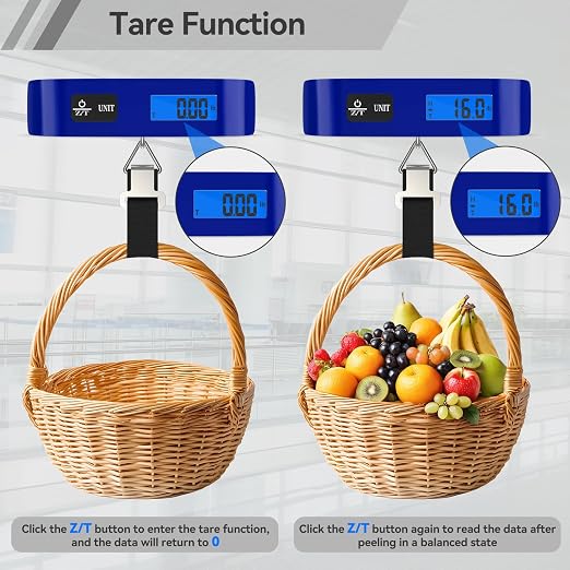 Luggage Scale Dr.meter Travel Essentials Luggage Weight Scale Backlight LCD | 110lb/50kg Electronic Balance Digital Postal Travel Accessories with Rubber Paint Handle Temperature Sensor Blue - Image 5