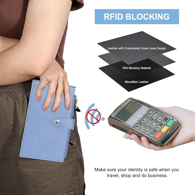 Travelambo RFID Wallet Women Large Size Bifold Multi Card Wallet Case with Zipper Pocke Credit Card Holder for Women - Image 5