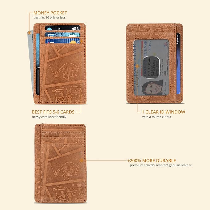 Oak Leathers RFID Blocking Leather Card Holder - Slim Minimalist Wallet - Image 2