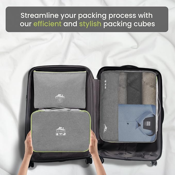 Blue Drifter 7 Set Packing Cubes for Travel, Suitcase Organizer Bags for Carry On Luggage, Luggage Organizer Bags with Toiletry Bag, Shoe Bag & Laundry Bag, Travel Essentials for Men & Women - Image 2