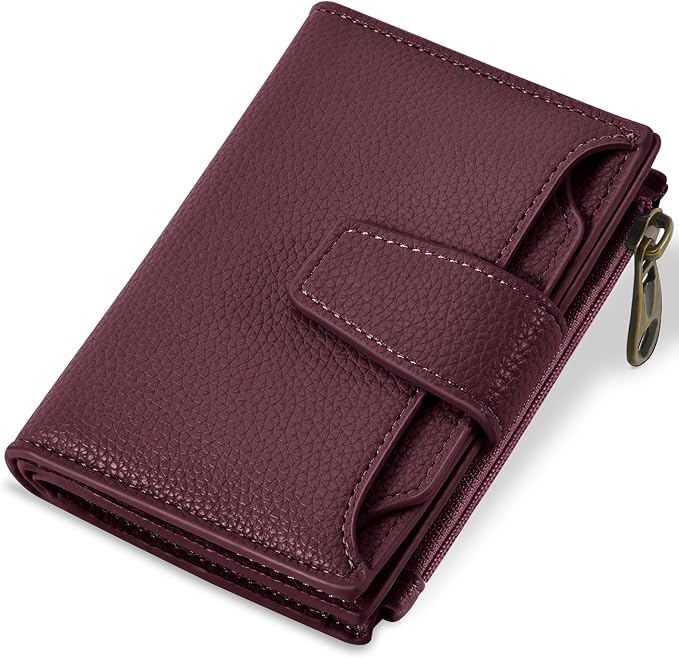 Small Wallet Women RFID Blocking Soft Leather Bifold Compact Card Holder Wallet for Women with Zipper Coin Pocket 4 ID Window by Airkit