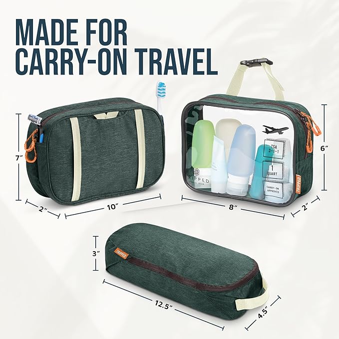 TRIPPED Travel Gear 3-Piece Travel Toiletry Bag Set | Includes Hanging Toiletry Bag, 311 TSA Liquid Bag, and Accessory Organizer Pouch with Lightweight Ripstop Construction - Image 6