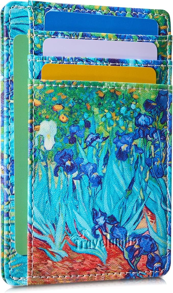 Travelambo Front Pocket Minimalist Leather Slim Wallet RFID Blocking Medium Size by Travelambo