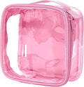 Clear TSA Approved 3-1-1 Travel Toiletry Bag for Carry On/Quart Size Transparent Liquids Pouch for Airport Security/Reusable See Through Vinyl & PVC Plastic Organizer Men Women (Rose) by EzPacking