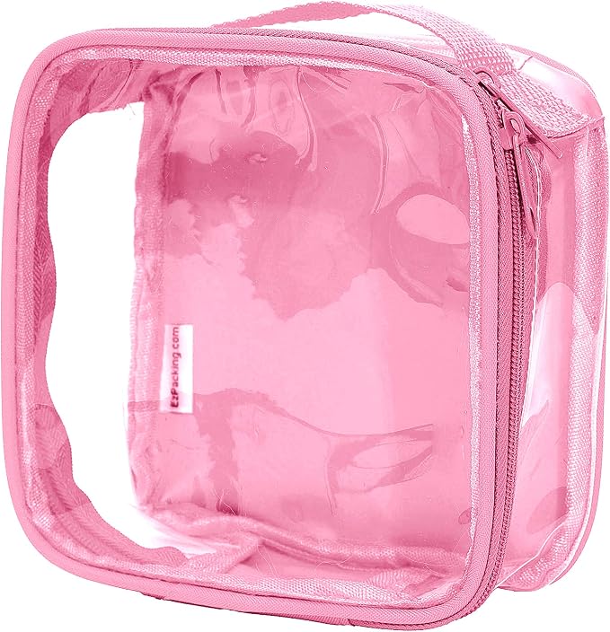 Clear TSA Approved 3-1-1 Travel Toiletry Bag for Carry On/Quart Size Transparent Liquids Pouch for Airport Security/Reusable See Through Vinyl & PVC Plastic Organizer Men Women (Rose) by EzPacking