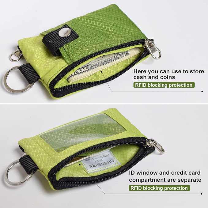 CHENSPRX Minimalist RFID Blocking Small Wallet with ID Window,WaterResistant Zip Id Case Wallet with Lanyard Keychain for Cards,Cash,Travel,Women,Men - Image 4