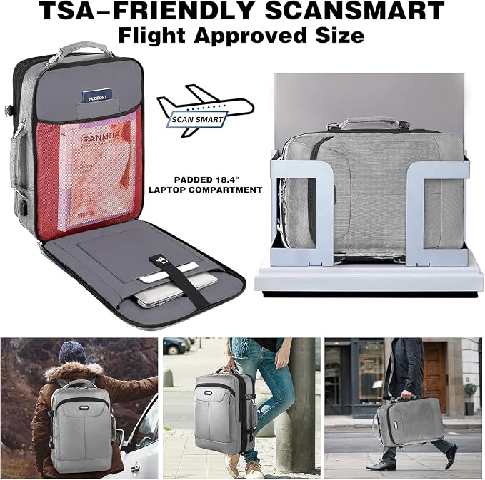VECKUSON 50L Carry-On Backpack, TSA Approved for Flights, Extra Large Gaming & Travel Laptop Bag with USB Charger, 3 Packing Cubes, RFID Anti-Theft, Heavy Duty Weekender for Men & Women - Image 4