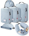 BAGSMART Compression Packing Cubes with Fillable Neck Pillow for Clothes | 1 Wearable Neck Pillow & 5 Travel Bags to Avoid Baggage Fees, Durable, Tear Resistant Washable Taslan Fabric with Card Slots by BAGSMART