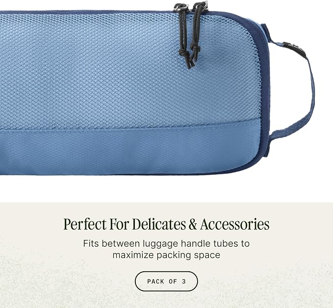 Eagle Creek Pack-It Reveal Slim Cube M/M/M Set - Minimalist Compact Travel Organizer for Hair Styling Tools, Belts & Small Items - Travel Accessories - Blue Dawn - Image 3