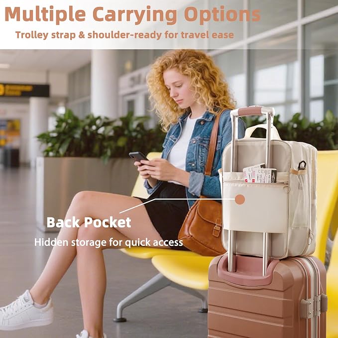 Large Shoe Bags for Travel Holds 4 Pair of Shoes, Shoe Storage Pouch with 3 Layers Compartments, Waterproof & Washable (Cream) - Image 5