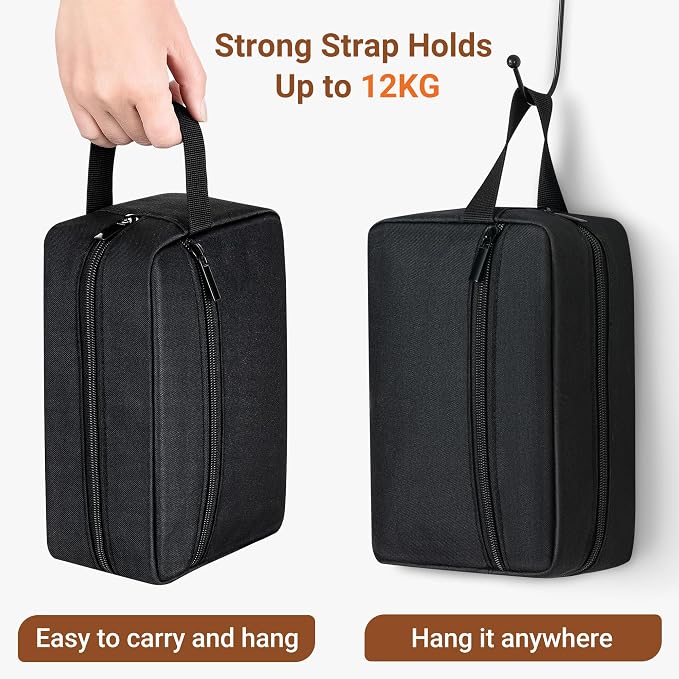 Elviros Travel Toiletry Bag for Women and Men,Lightweight Makeup Bag Hanging Dopp Kit with Shaving Compartment Cosmetic Organizer Large Tool Bag Travel Essentials,Gifts for Men(Large,Black) - Image 4