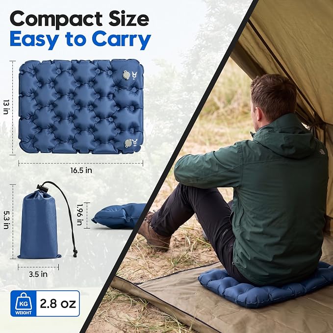Inflatable Seat Cushion for Stadium & Travel, Built-in Pump Portable Air Seat Pad, Waterproof Bleacher Cushion for Air Travel, Camping, Soccer Games & Outdoor Events - Image 4