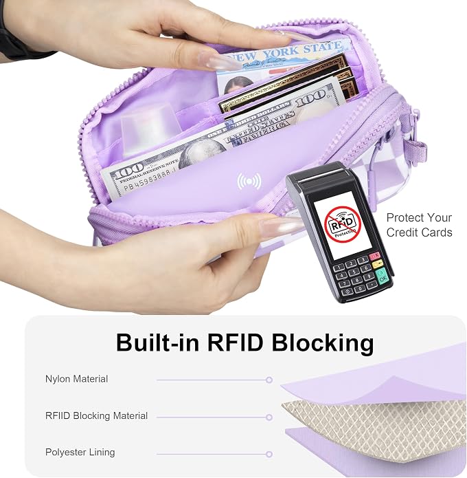 FODOKO Wristlet wallets for Women RFID crossbody bags with 4 Zippers | Checkered quilted nylon with credit card slots, cell phone organizer, and coin purse for travel and everyday carry - Image 6