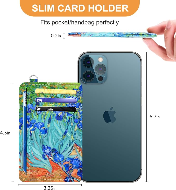 SEAVILIA Small Credit Card Holder for Women, Slim RFID Blocking Wallet | Cute Mini ID Card Case, Thin Minimalist Pocket Wallet, Gift for Girls, Irises - Image 6