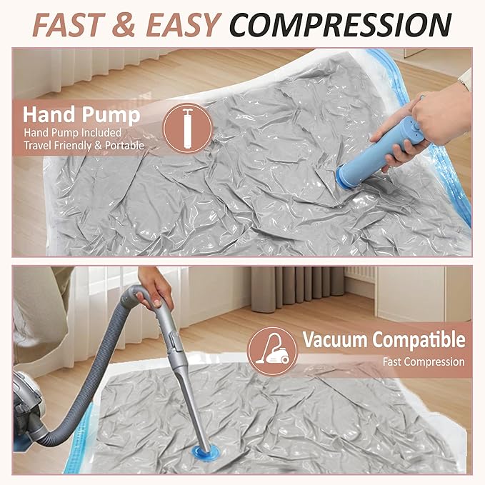 Cozy Essential Vacuum Storage Bags, 80% Compression Vacuum Seal Space Saver Plastic Packaging Bags for Clothes, Blankets, Pillow, Bedding, Comforters, Sealer Clothing Storage,8 XXL Jumbo - Image 5