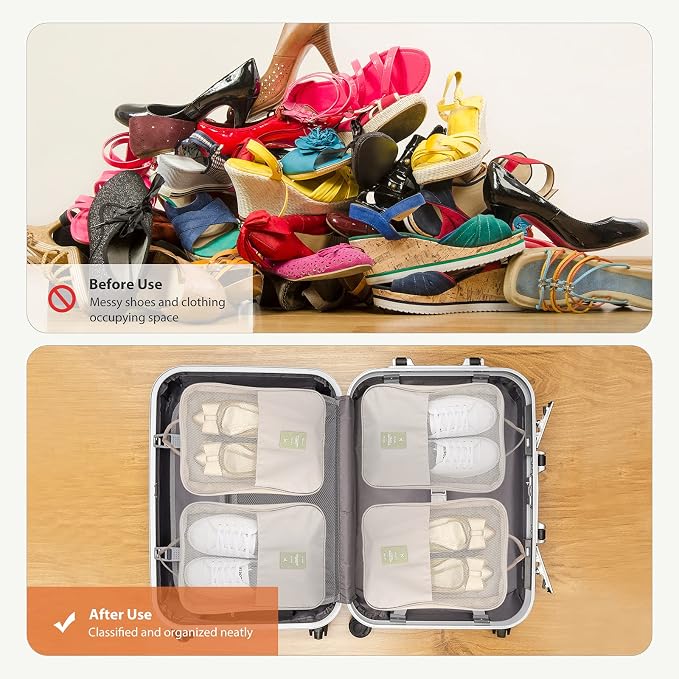 Shoe Bags for Travel,Shoe Bag Holds 3 Pair of Shoes,Shoe Storage Pouch for Travel and Daily Use,Shoe Organizer Travel Essentials for Packing in Suitcase,Waterproof - Image 7