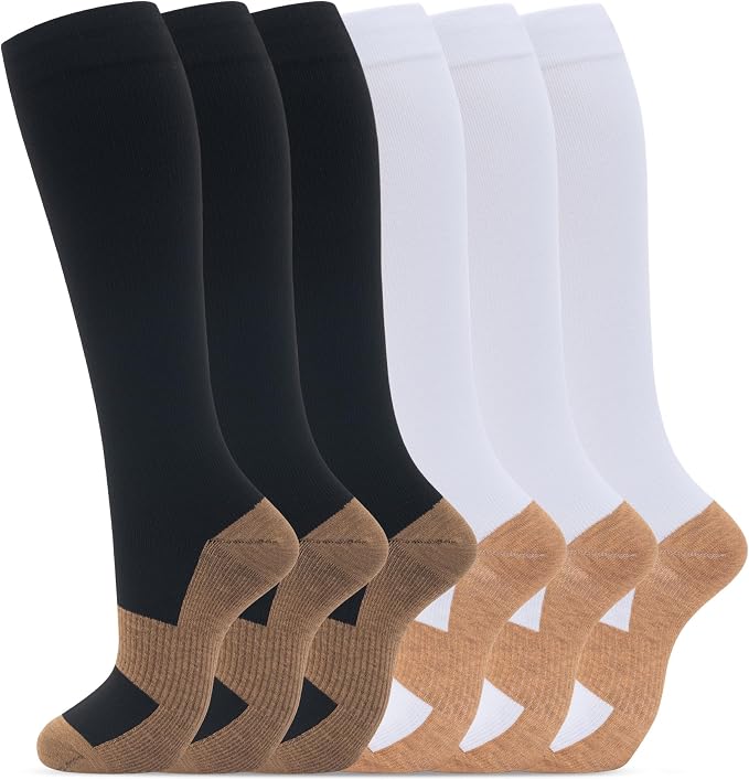 fenglaoda 6 Pairs Compression Socks for Women & Men Knee High Cute Circulation Socks for Nurse Pregnant Travel Athletic by fenglaoda