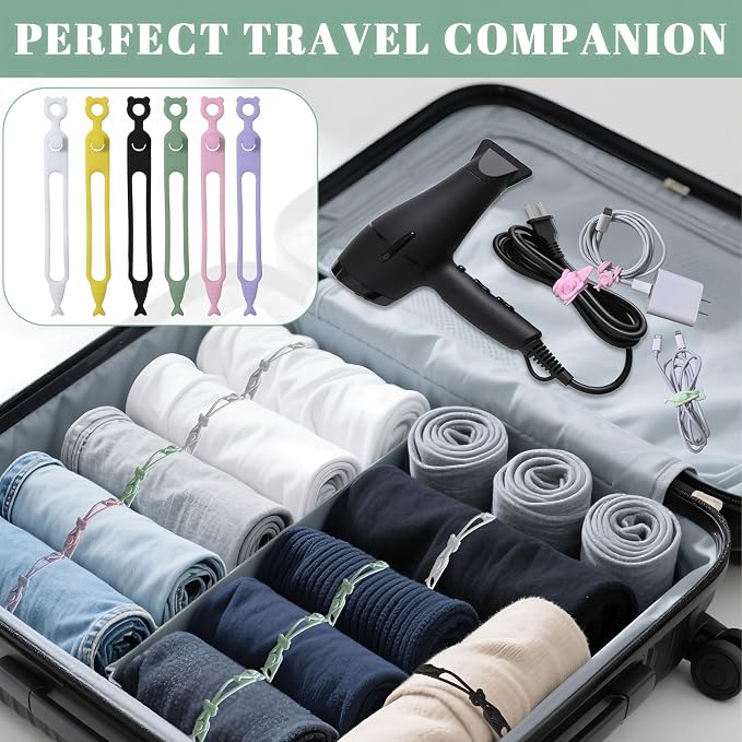 Cord Organizer,36PCS Silicone Cable Ties,Reusable Weatherproof Travel Cable Organizer,High Elasticity Wraps for Bundling Earphone,Phone Charger,Computer Cords,Wire Straps in Home,Office,Kitchen,School - Image 5