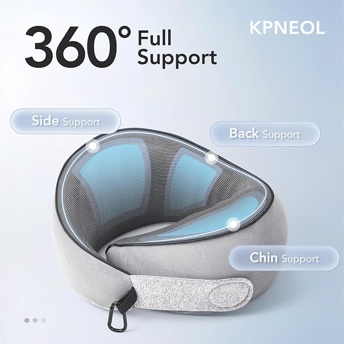 Travel Neck Pillow Airplane Neck Support Ergonomic Design for Traveling | 100% Pure Memory Foam Suitable for Airplanes,Offices and Cars, Grey, Standard, C-Shape - Image 2